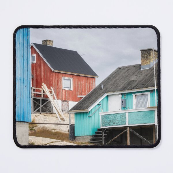 Item preview, Three Colorful Houses Ilulissat Greenland designed and sold by PhotoArt by Joan Carroll.