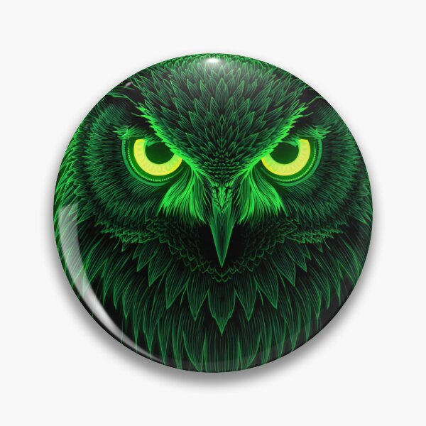Item preview, Neon Green Owl Dark Glowing Eyes Mysterious Night Bird Art Print designed and sold by Unsololugar.