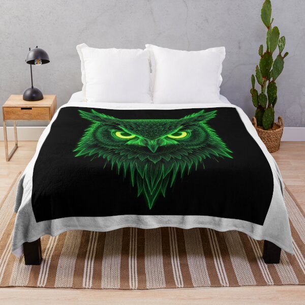 Item preview, Neon Green Owl Dark Glowing Eyes Mysterious Night Bird Art Print designed and sold by Unsololugar.