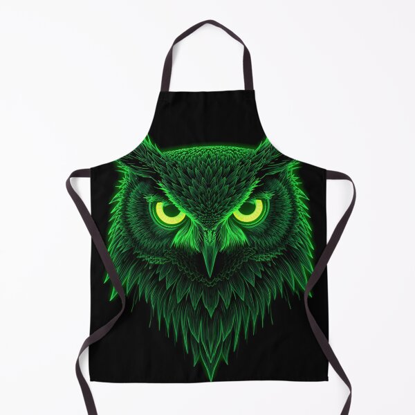 Item preview, Neon Green Owl Dark Glowing Eyes Mysterious Night Bird Art Print designed and sold by Unsololugar.