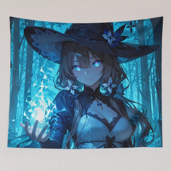 Item preview, LUNA Anime Sorceress Casting Blue Magic Forest Spell designed and sold by BorgSpareParts.