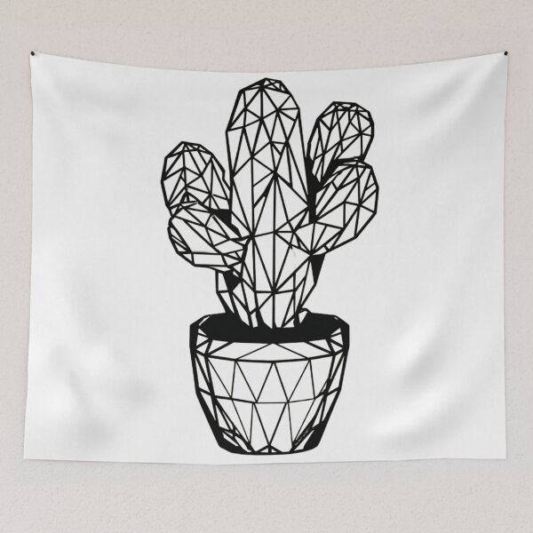 Item preview, Geometric Cactus Pot Minimalist | Black and White Home Decor Art designed and sold by TypoArtPrints.
