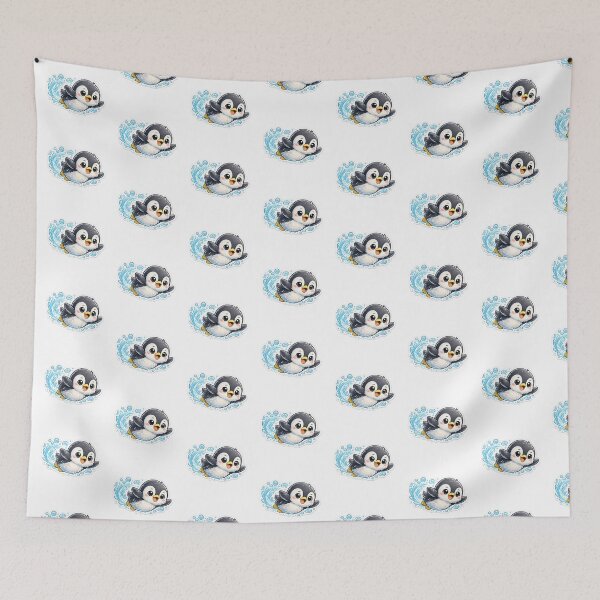 Item preview, Cute Baby Penguin Sticker – Kawaii Cartoon Penguin Swimming Animal Sticker designed and sold by Tiny Boo Studio.