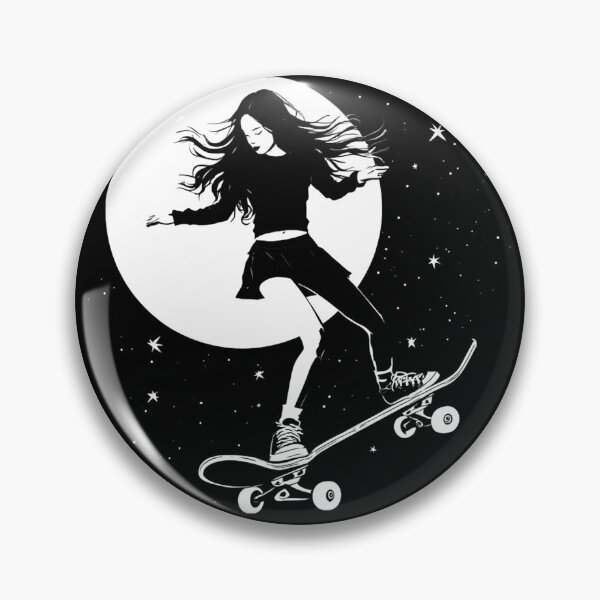 Item preview, Moon skater girl, skateboard girl, girl skater, freeride, longboard sticker designed and sold by storethirteen.