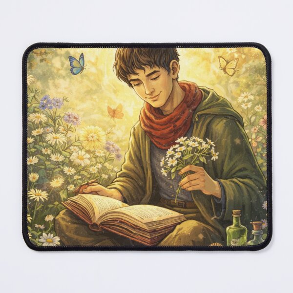 Item preview, Merlin Reading in the Garden BBC Merlin Fantasy Cottagecore Art | Merthur Fanfic Inspired designed and sold by clearsunnyday.