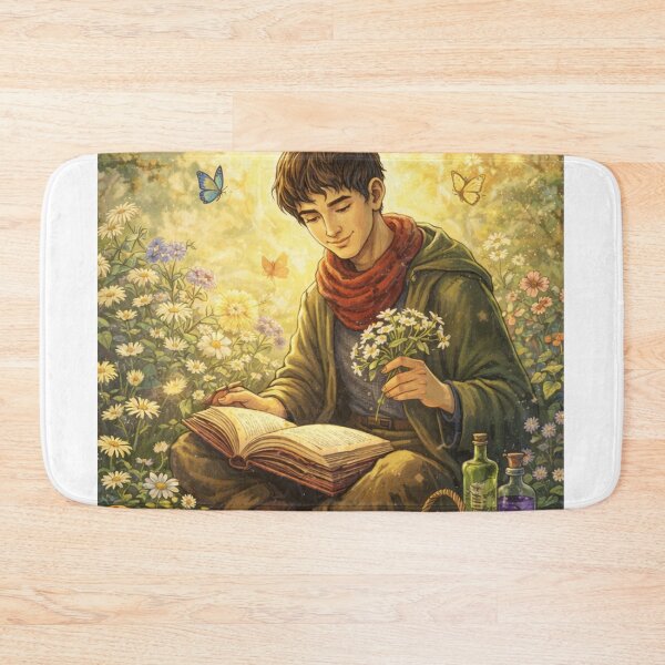 Item preview, Merlin Reading in the Garden  BBC Merlin Fantasy Cottagecore Art | Merthur Fanfic Inspired designed and sold by clearsunnyday.