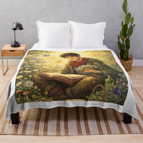 Item preview, Merlin Reading in the Garden  BBC Merlin Fantasy Cottagecore Art | Merthur Fanfic Inspired designed and sold by clearsunnyday.