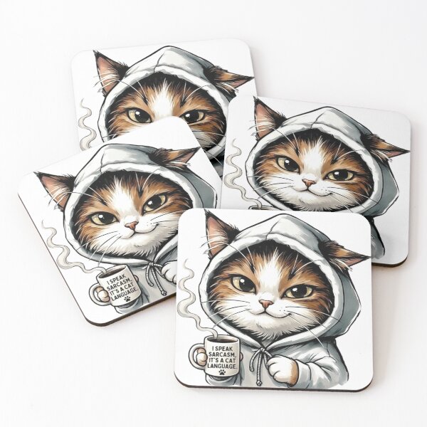 Item preview, Sassy Smirking Hoodie Cat With Sarcastic Coffee Mug designed and sold by BSSCREATIVES.