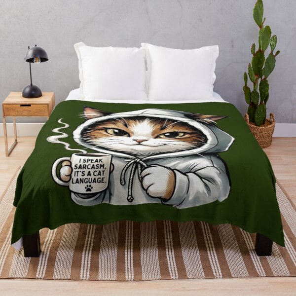 Item preview, Sassy Smirking Hoodie Cat With Sarcastic Coffee Mug designed and sold by BSSCREATIVES.