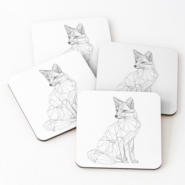 Item preview, Geometric Fox Fine Line Sketch | Minimalist Black and White Art designed and sold by TypoArtPrints.