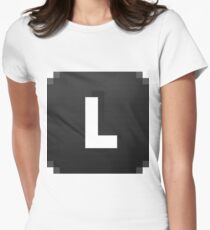 #L, #black, #white, #chess, #checkered, #pattern, #abstract, #flag, #board Women's Fitted T-Shirt