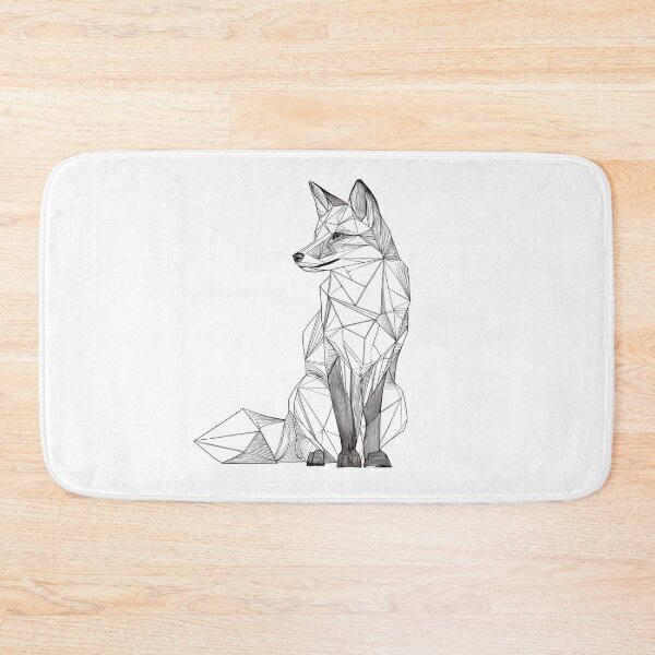 Item preview, Geometric Fox Detailed Polygon Art | black and white illustration designed and sold by TypoArtPrints.