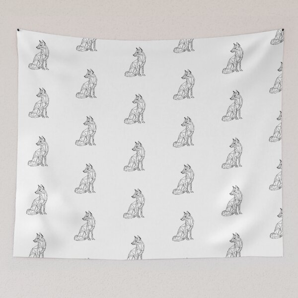 Item preview, Geometric Fox Minimal Line Art | Black and White Nature Art designed and sold by TypoArtPrints.