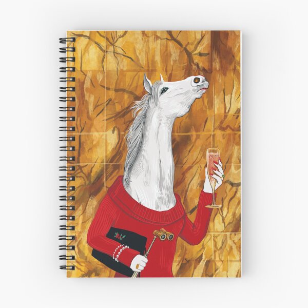 Item preview, White horse wearing red dress drinking champagne designed and sold by Ekaterina Khozatskaya.
