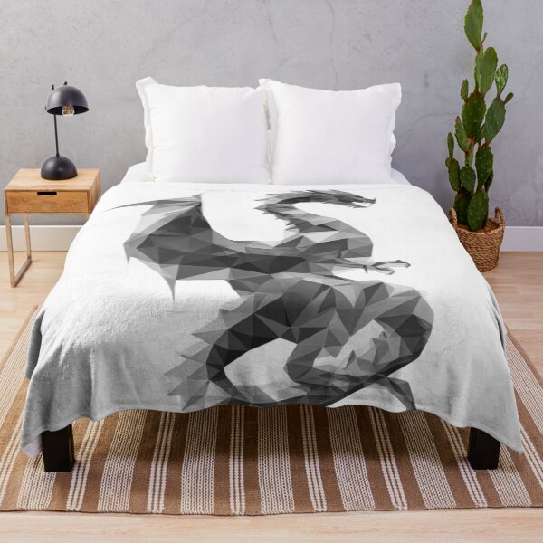 Item preview, Bold Low Poly Dragon | Geometric Fantasy Black and White Art designed and sold by TypoArtPrints.
