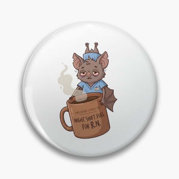 Item preview, Exhausted Bat Nurse Hanging Upside Down with Coffee designed and sold by Kvarny.