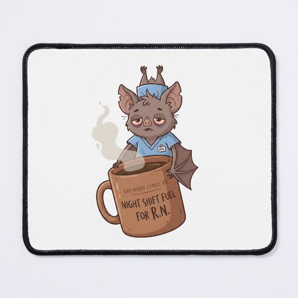 Item preview, Exhausted Bat Nurse Hanging Upside Down with Coffee designed and sold by Kvarny.
