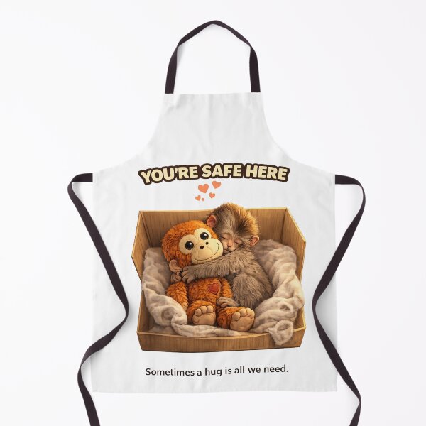 Item preview, Punch Monkey Hug – You’re Safe Here Cute Baby Macaque Plush Toy Comfort Illustration designed and sold by The Engineer.