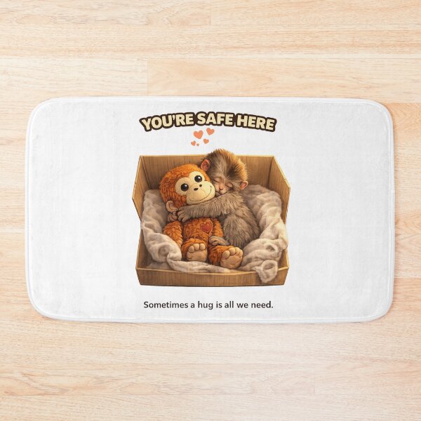 Item preview, Punch Monkey Hug – You’re Safe Here Cute Baby Macaque Plush Toy Comfort Illustration designed and sold by The Engineer.