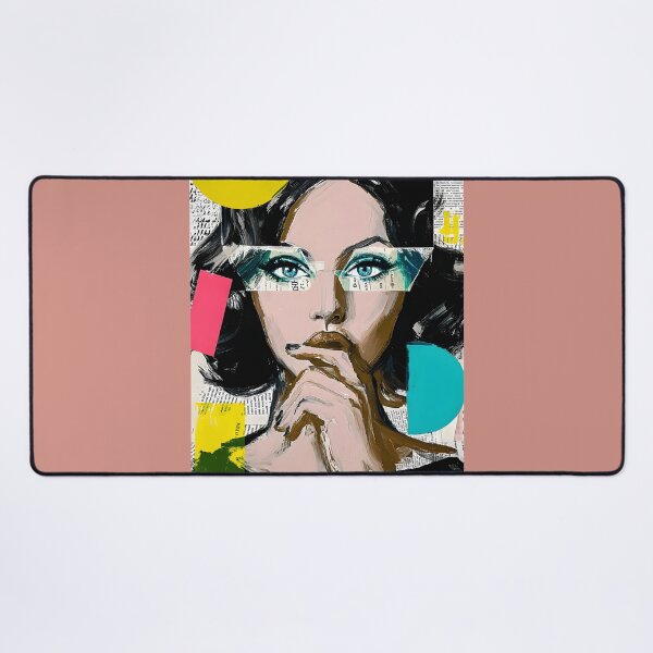 Item preview, Explore Modern Expression with a Thoughtful Woman Amidst Vibrant Geometric Shapes designed and sold by OlfactoART Studio.