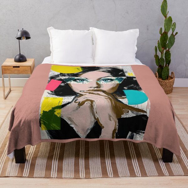 Item preview, Explore Modern Expression with a Thoughtful Woman Amidst Vibrant Geometric Shapes designed and sold by OlfactoART Studio.