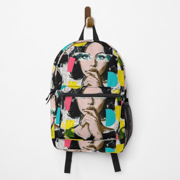 Item preview, Explore Modern Expression with a Thoughtful Woman Amidst Vibrant Geometric Shapes designed and sold by OlfactoART Studio.