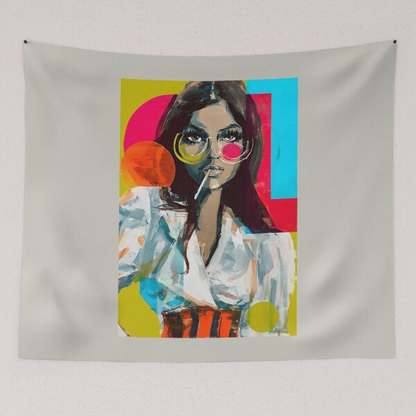 Item preview, Embrace Bold Pop Art Style with a Fashionable Woman in Oversized Round Glasses designed and sold by OlfactoART Studio.