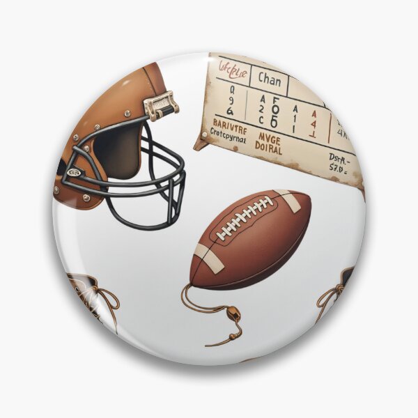 Item preview, Copy of Football gear and accessories shown on a white background including a helmet, football, and measuring tools used in the sport designed and sold by SpaceartLilu.