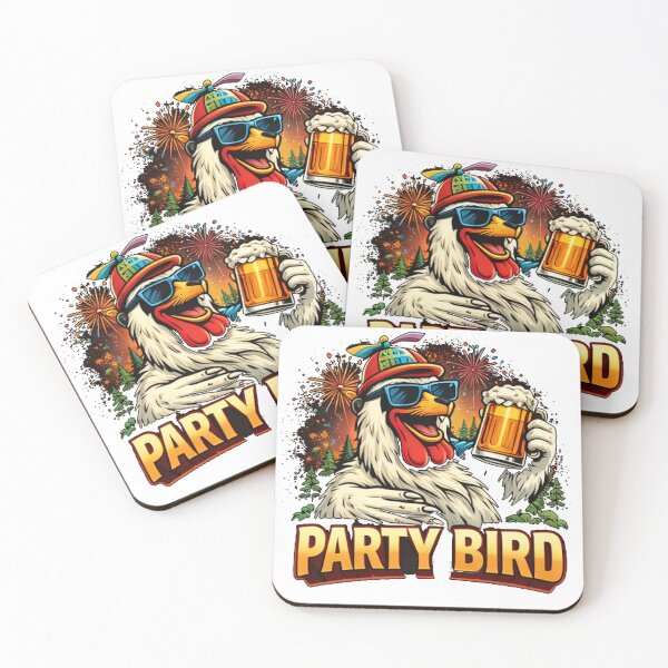 Item preview, Party Bird – Funny Chicken Beer Celebration Retro Design designed and sold by hiperdinotees.