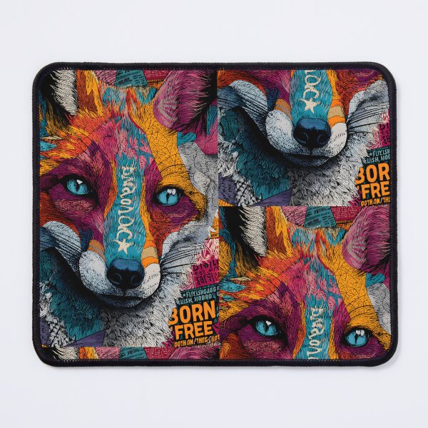 Item preview, Celebrate Wildlife Freedom with a Psychedelic Fox in Vivid Colors and Born Free Message designed and sold by OlfactoART Studio.