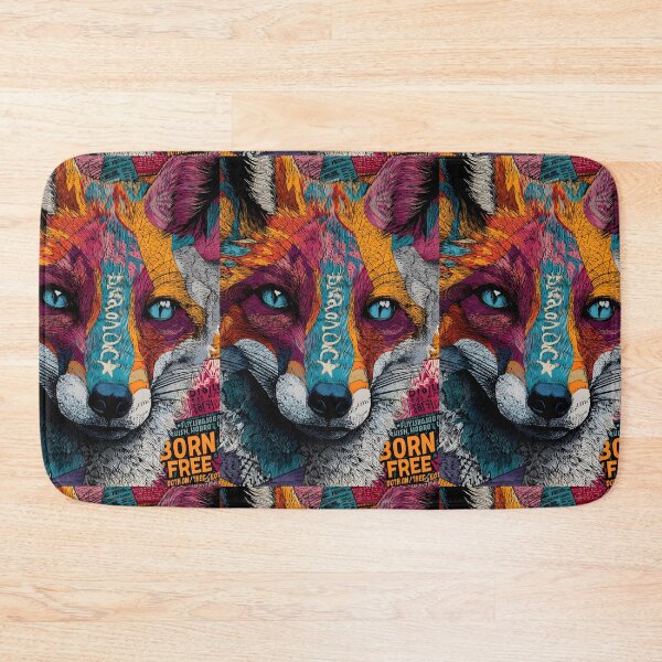 Item preview, Celebrate Wildlife Freedom with a Psychedelic Fox in Vivid Colors and Born Free Message designed and sold by OlfactoART Studio.