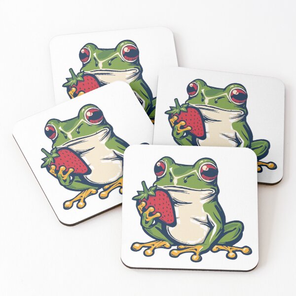 Item preview, Cute Frog with Strawberry designed and sold by Retro-Bloom.