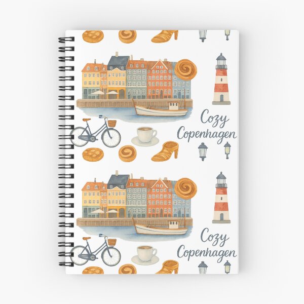 Item preview, Watercolor clipart of Copenhagen featuring famous landmarks, food, drinks, and items related to Denmark culture designed and sold by SpaceartLilu.