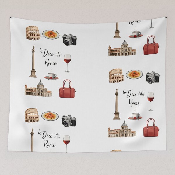 Item preview, Copy of Watercolor clipart of Rome featuring famous landmarks, food, drinks, and items related to Italian culture designed and sold by SpaceartLilu.