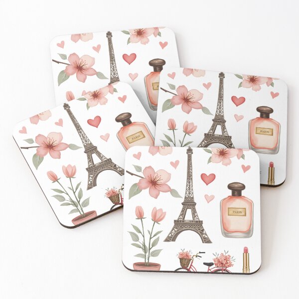 Item preview, Copy of Copy of City of light and love in Paris with a woman in a red coat walking near street lamps and cafe tables designed and sold by SpaceartLilu.