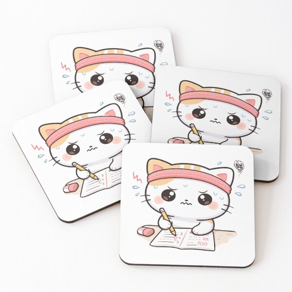Item preview, Exam Mode Cat Sticker – Cute Kawaii anxious Cat Aesthetic designed and sold by TinyEmotionCo.