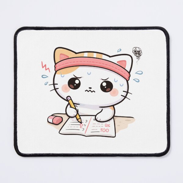 Item preview, Exam Mode Cat Sticker – Cute Kawaii anxious Cat Aesthetic designed and sold by TinyEmotionCo.