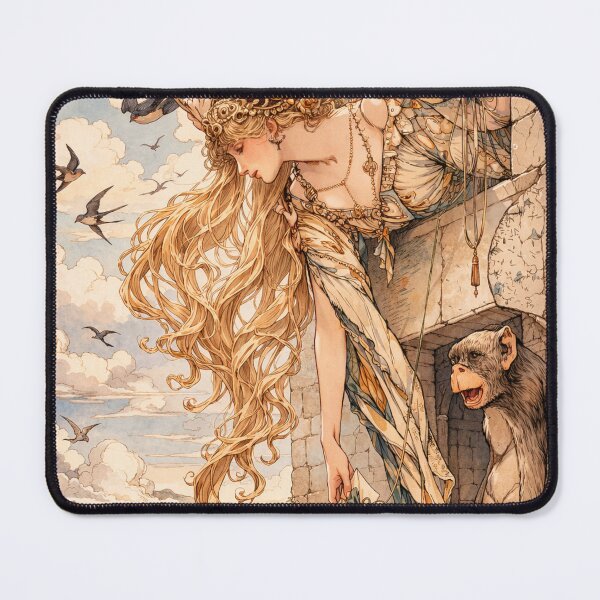 Item preview, Princess Art Nouveau Princess Receiving Letter Illustration for Vintage Fairy Tale Lovers designed and sold by RickE.
