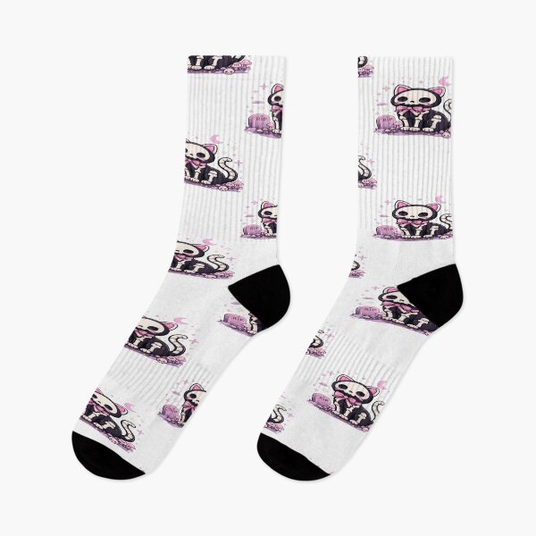 Artikelvorschau, Niedliche Skelettkatze im Kawaii-Gothic-Stil – Gruseliges rosa Halloween-Kätzchen mit Schleife, Mond und Sternen im ästhetischen Design entworfen und verkauft von FernandsOficial.