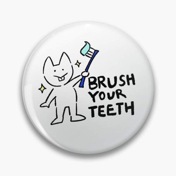 Item preview, Brush Your Teeth Cat Sticker – Cute Kawaii Cat Art designed and sold by lazydayz16.