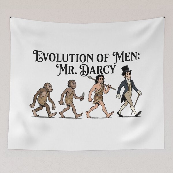 Item preview, Retro Cartoon Evolution Of Men Mr Darcy Jane Austen designed and sold by Fenay Designs.