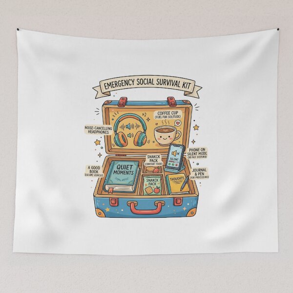 Item preview, Funny Introvert Emergency Survival Kit Design designed and sold by Quiet Mode Studio.