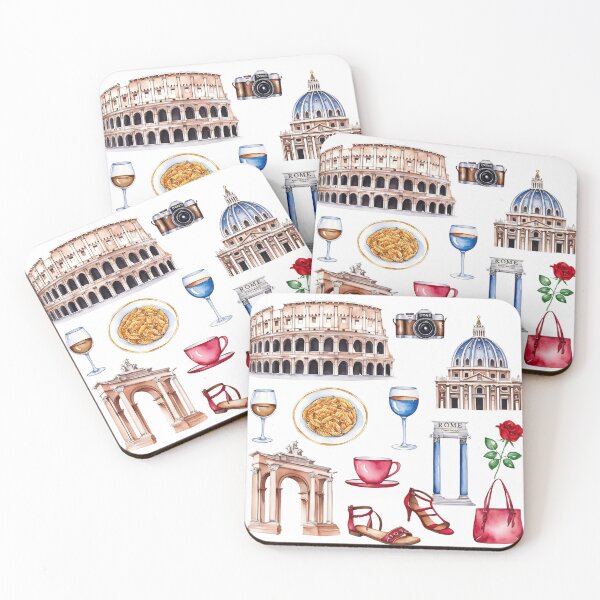 Item preview, Copy of Watercolor clipart of Rome featuring famous landmarks, food, drinks, and items related to Italian culture designed and sold by SpaceartLilu.