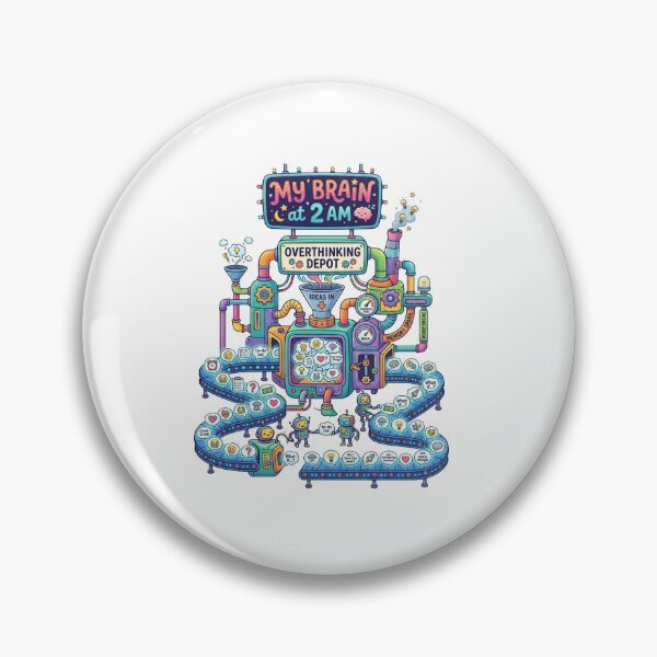 Item preview, Funny Overthinking Brain Factory Illustration designed and sold by Quiet Mode Studio.