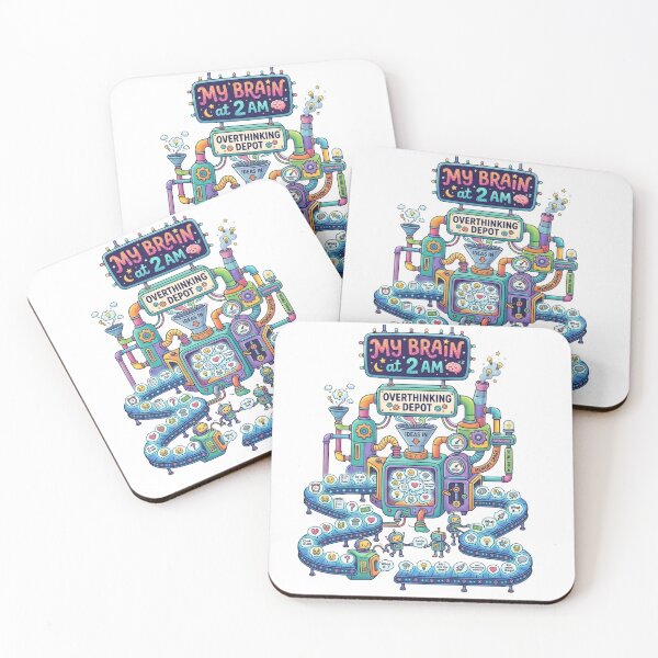 Item preview, Funny Overthinking Brain Factory Illustration designed and sold by Quiet Mode Studio.