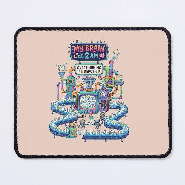 Item preview, Funny Overthinking Brain Factory Illustration designed and sold by Quiet Mode Studio.
