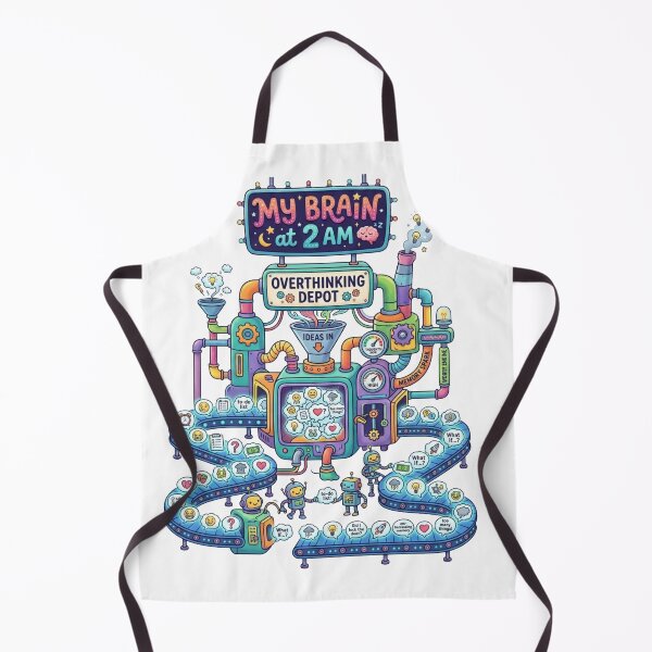 Item preview, Funny Overthinking Brain Factory Illustration designed and sold by Quiet Mode Studio.