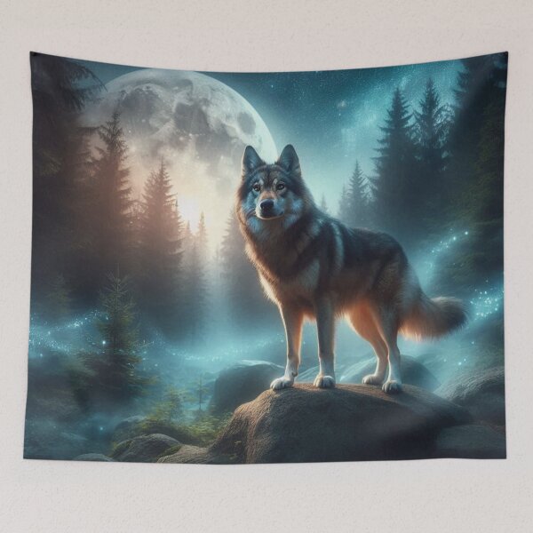 Item preview, Mystical Wolf – Moonlit Forest Emblem designed and sold by Dogandesighn.