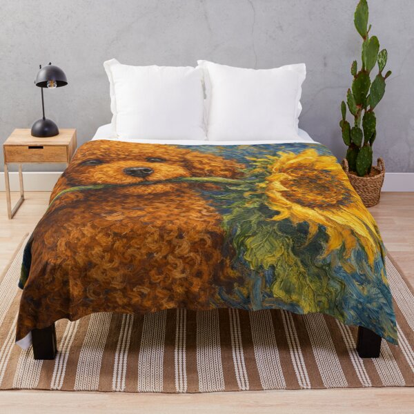 Item preview, Toy Poodle With Sunflower – Van Gogh Inspired Dog Art designed and sold by ToyPoodleClub.