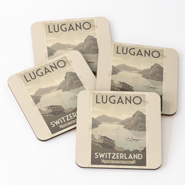 Item preview, Vintage poster of Lugano, Switzerland designed and sold by Ink And Inspire.